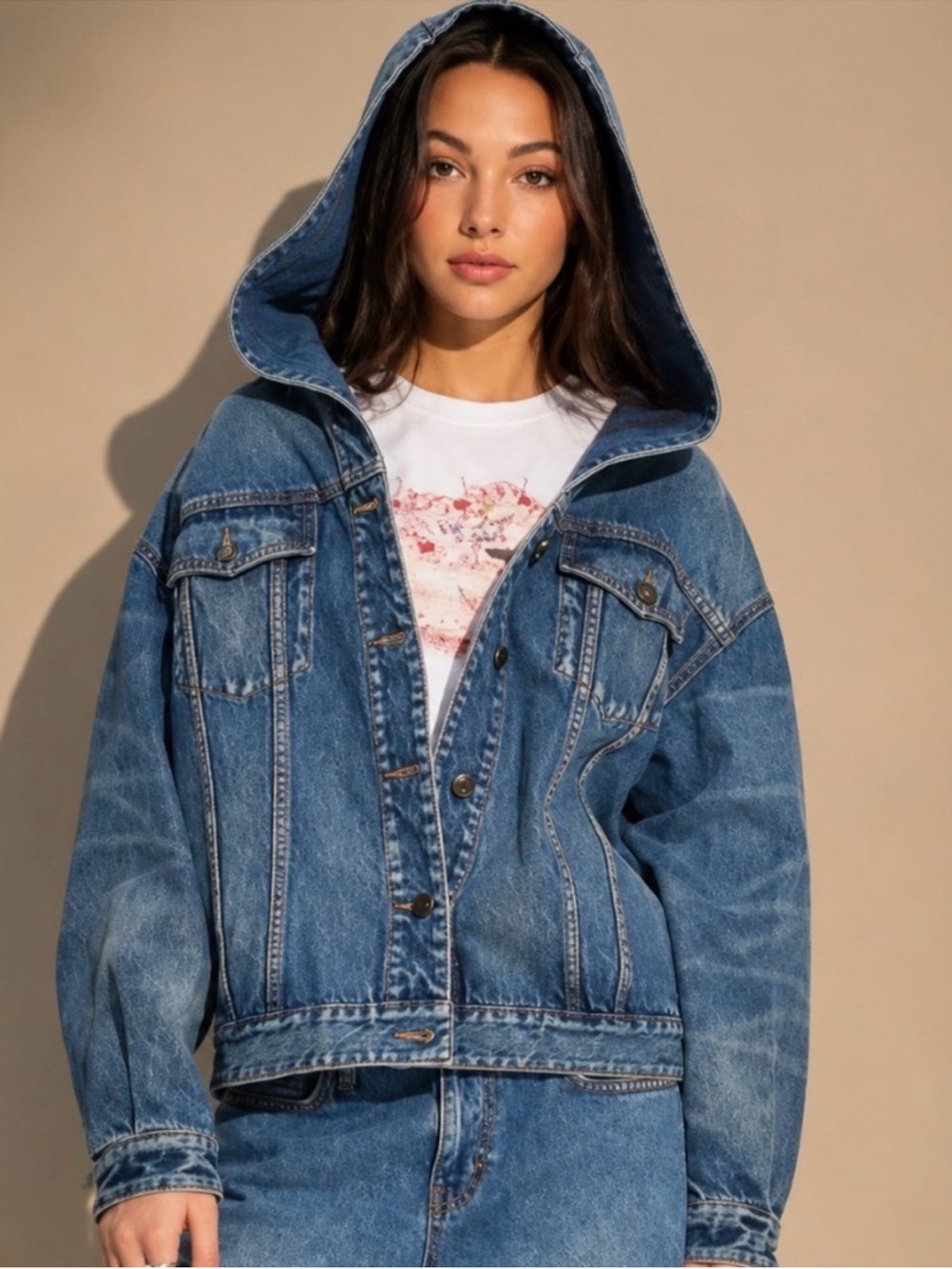 wild fable Hooded Blue Denim Jacket